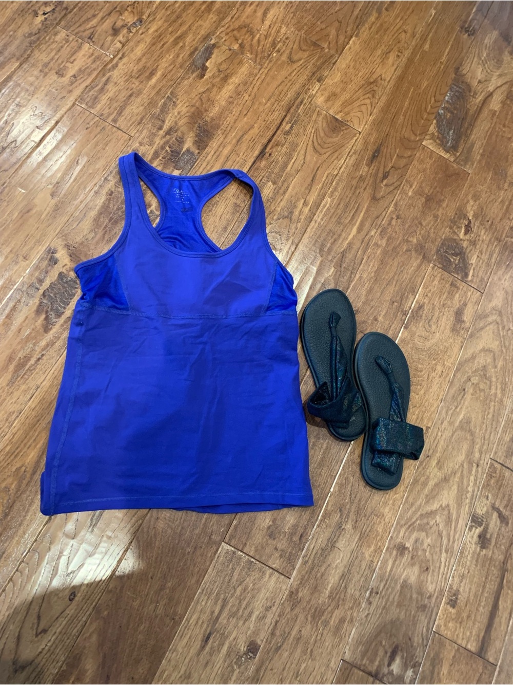 Women’s Calvin Klein Royal Blue Racerback Yoga Top & Sanuk Sandals